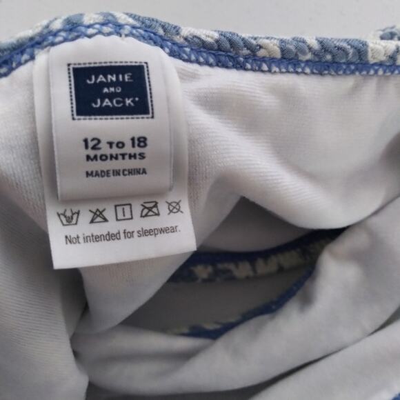 Janie and Jack Blue Floral Ruffle 2 Piece Swim Suit Size 12 - 18 M - Picture 4 of 11